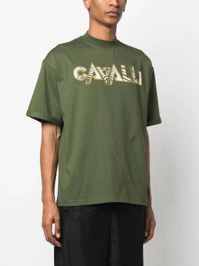 Roberto Cavalli T-shirt met zebraprint Groen