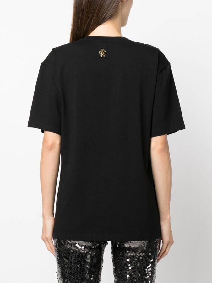 Roberto Cavalli T-shirt verfraaid met logo Zwart