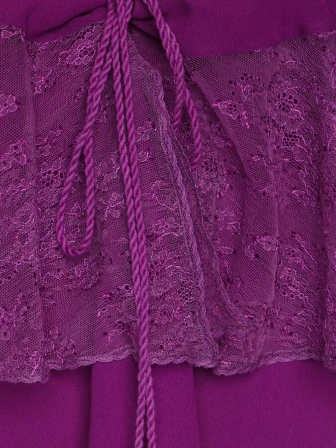Roberto Cavalli tiered lace up dress Roze