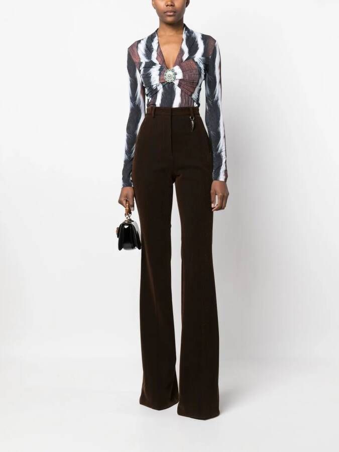 Roberto Cavalli Top met dierenprint Zwart