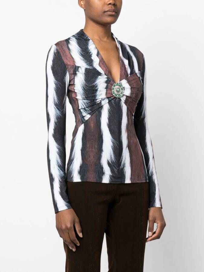 Roberto Cavalli Top met dierenprint Zwart