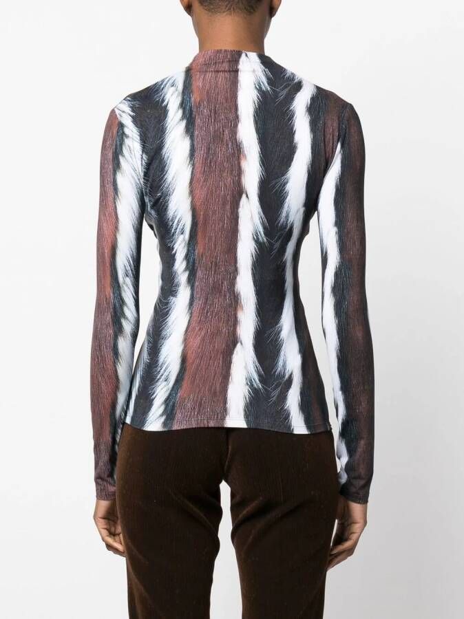 Roberto Cavalli Top met dierenprint Zwart