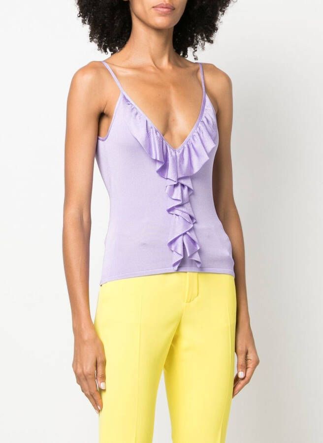 Roberto Cavalli Top met ruches Paars