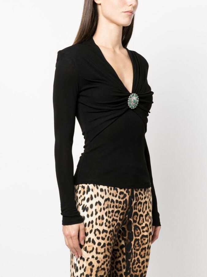 Roberto Cavalli Top met V-hals Zwart
