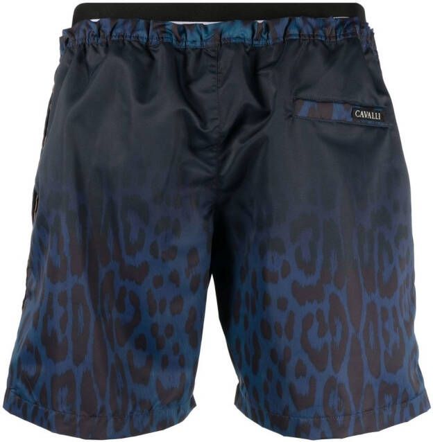 Roberto Cavalli Zwembroek met luipaardprint Blauw