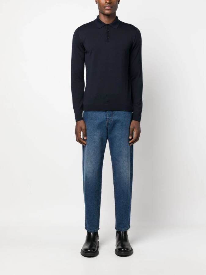 Roberto Collina longsleeved polo shirt Blauw