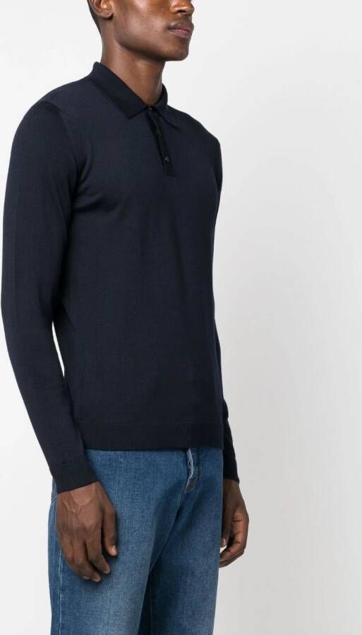 Roberto Collina longsleeved polo shirt Blauw