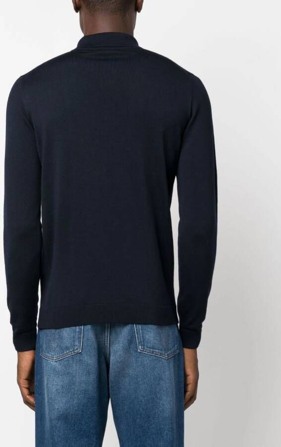 Roberto Collina longsleeved polo shirt Blauw