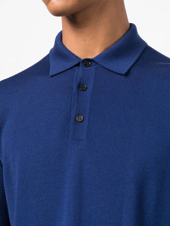 Roberto Collina Poloshirt met lange mouwen Blauw