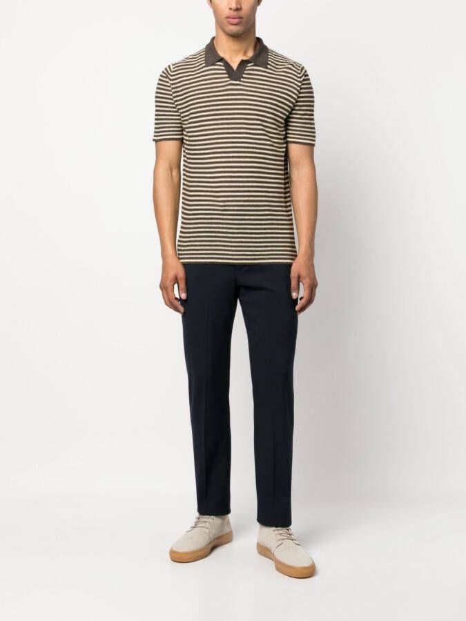 Roberto Collina Gestreept poloshirt Bruin