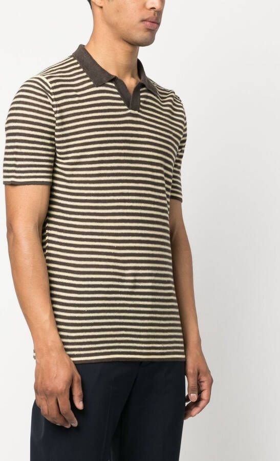 Roberto Collina Gestreept poloshirt Bruin
