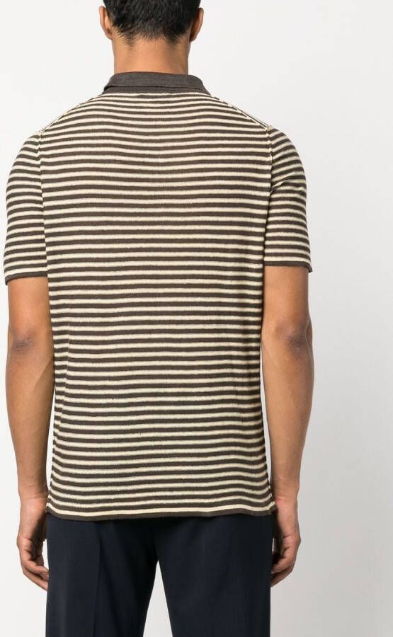 Roberto Collina Gestreept poloshirt Bruin