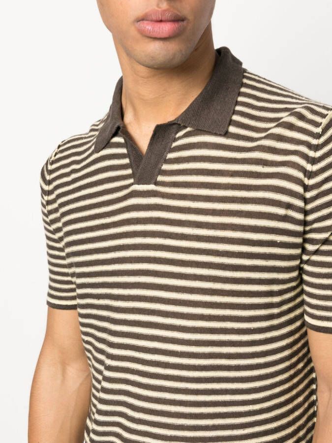 Roberto Collina Gestreept poloshirt Bruin