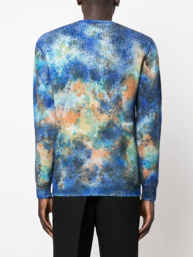 Roberto Collina Trui met tie-dye effect Blauw