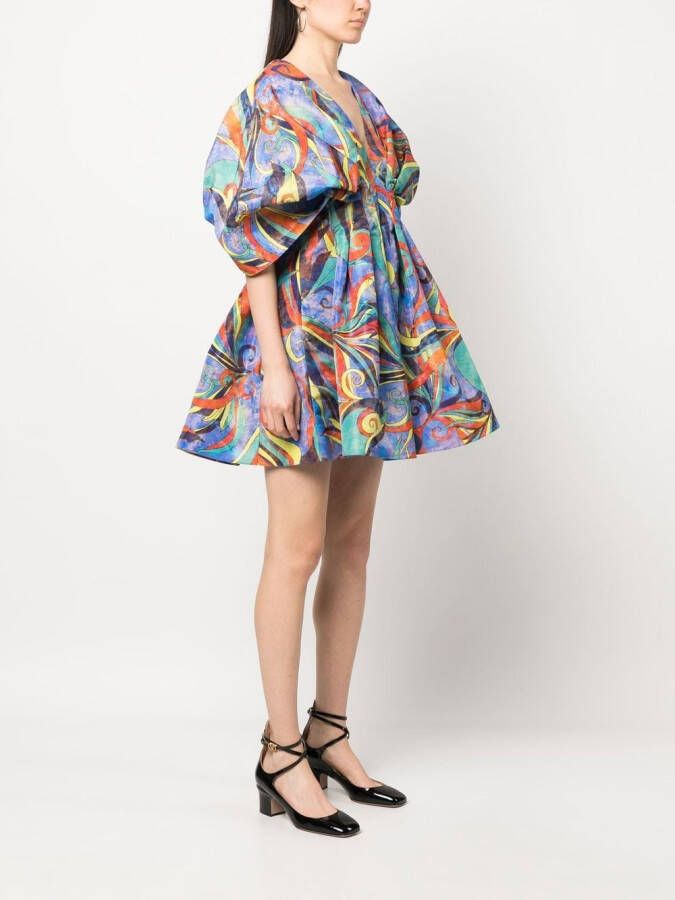 Rochas Geplooide mini-jurk Blauw