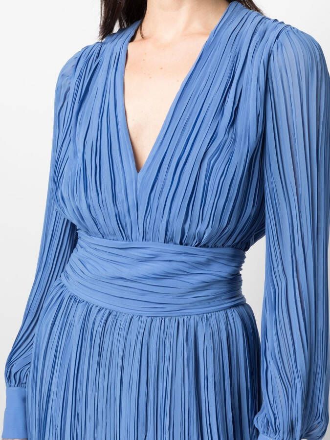 Rochas Midi-jurk met plissé detail Blauw