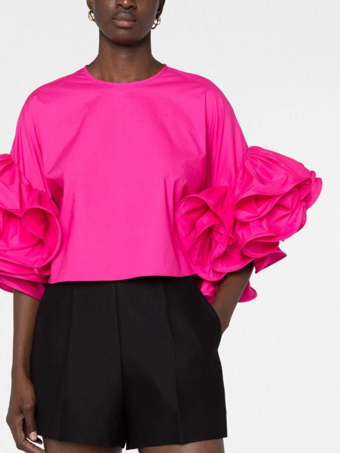 Rochas Top met ruchemouwen Roze