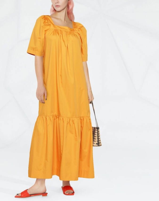 Rodebjer Maxi-jurk met ruches Oranje
