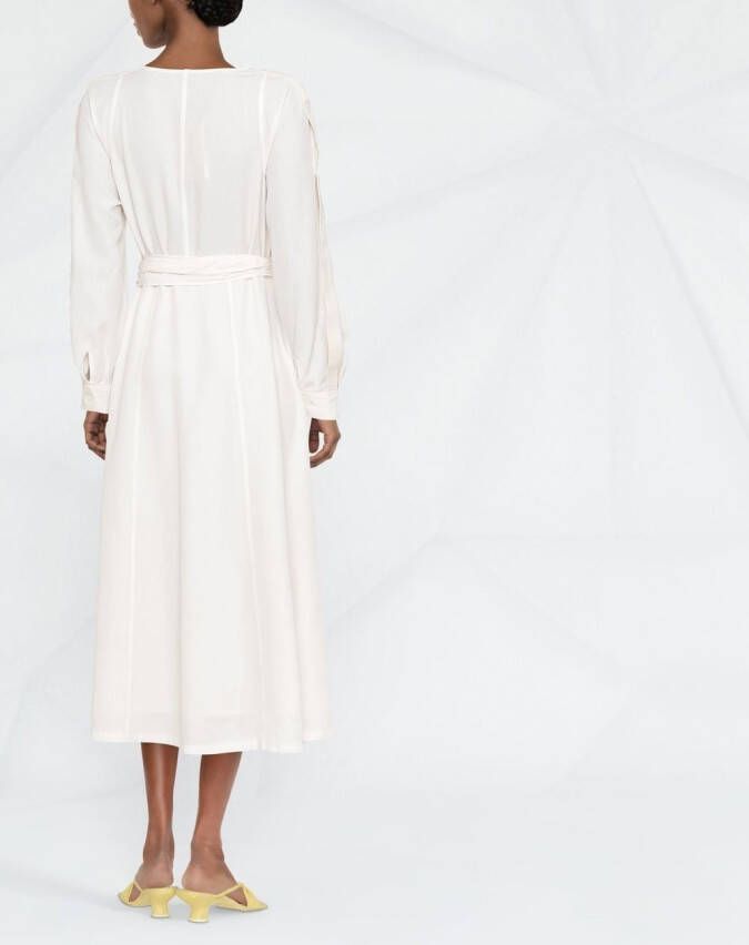 Rodebjer Midi-jurk met ceintuur Beige