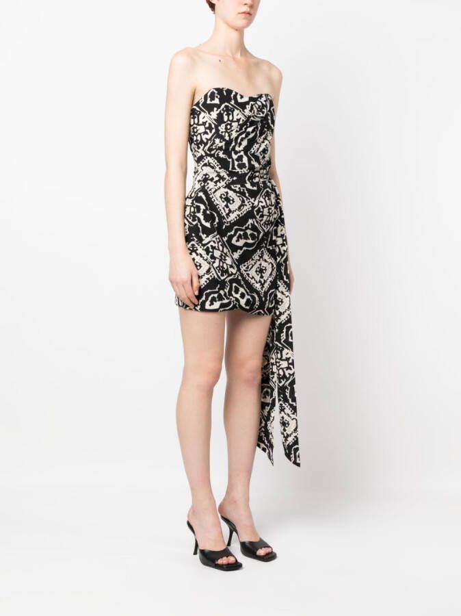 Rodebjer Wikkeljurk met geometrische print Zwart