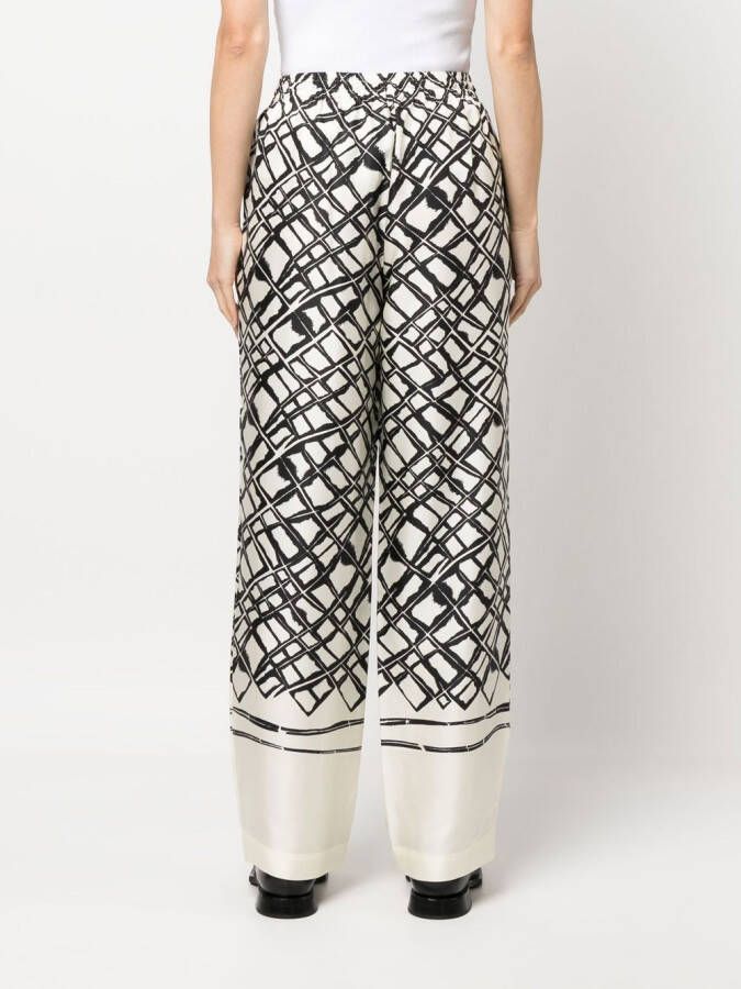 Róhe Broek met diamantprint Zwart