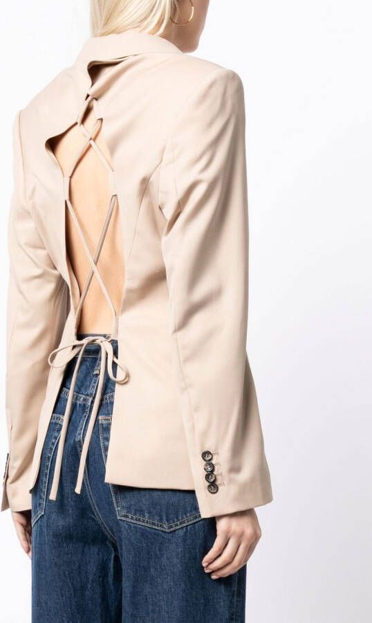 Rokh Blazer met open rug Bruin