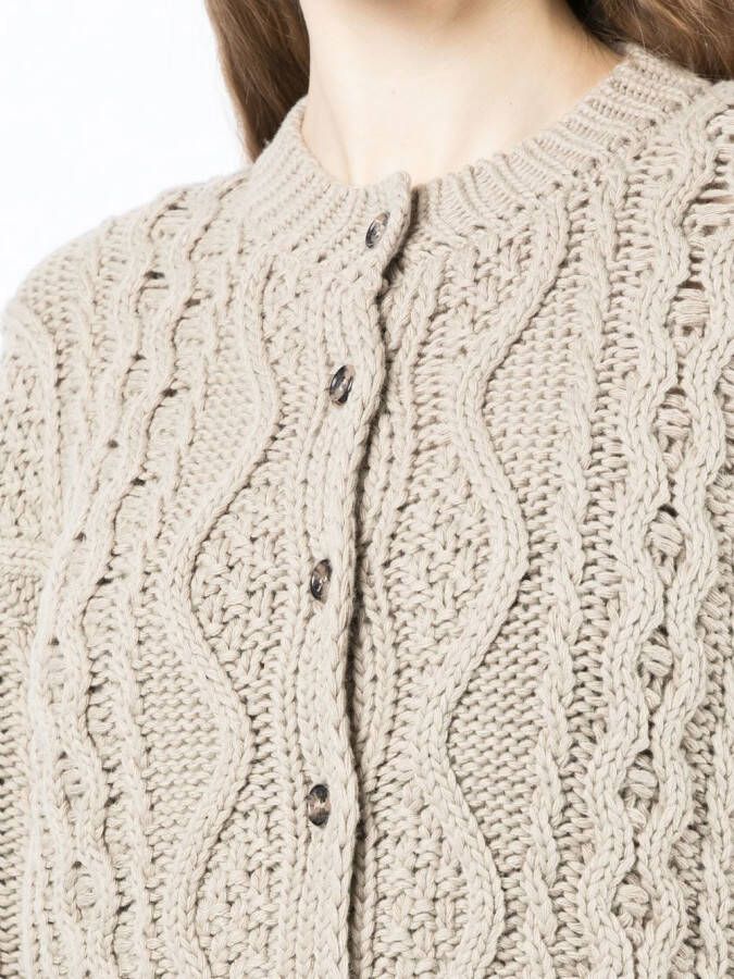 Rokh Kabelgebreide bralette en vest set Bruin