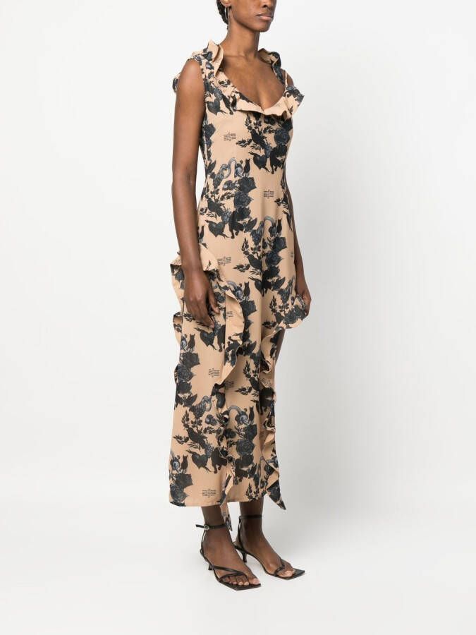 Rokh Maxi-jurk met ruches Beige