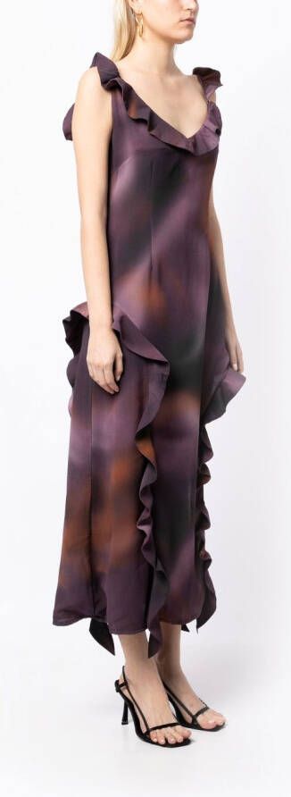 Rokh Maxi-jurk met ruches Paars