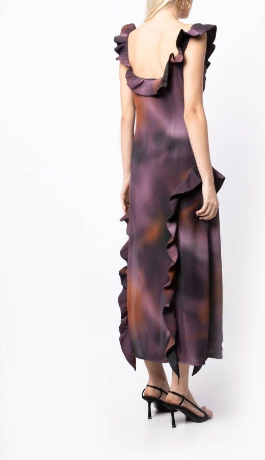 Rokh Maxi-jurk met ruches Paars