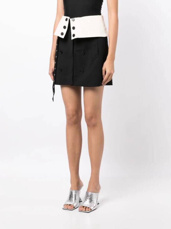 Rokh Mini-rok met knoopdetail Zwart