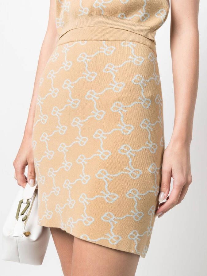 Rokh Rok met monogramprint Beige