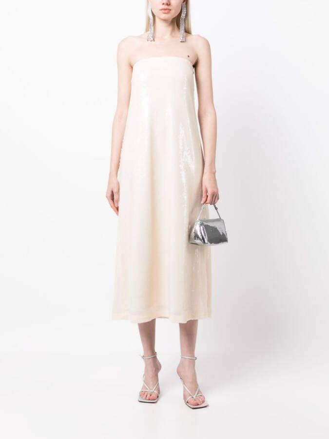 Rokh Glitter midi-jurk Beige