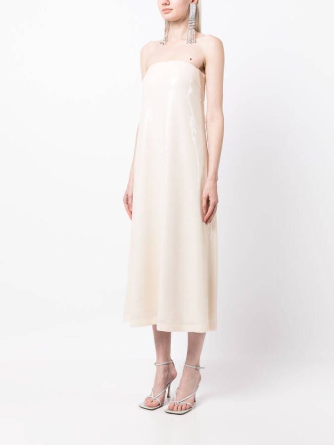 Rokh Glitter midi-jurk Beige