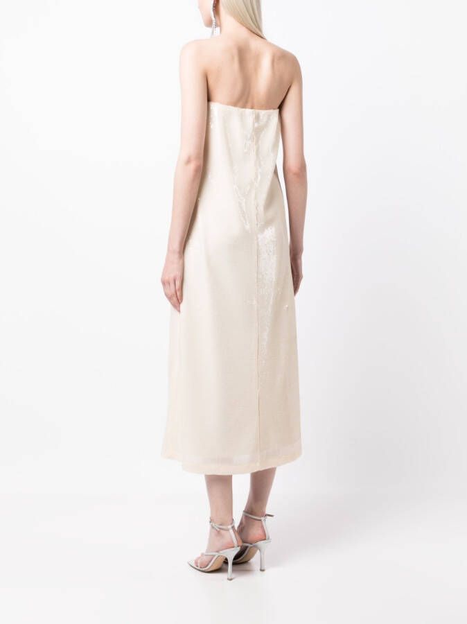 Rokh Glitter midi-jurk Beige