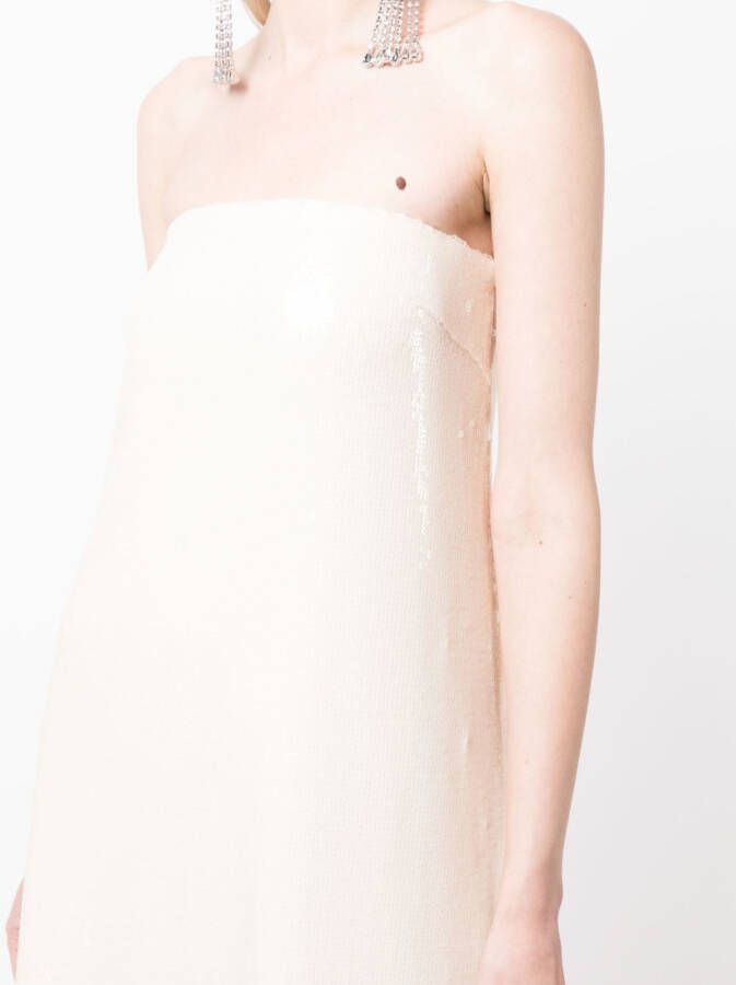 Rokh Glitter midi-jurk Beige