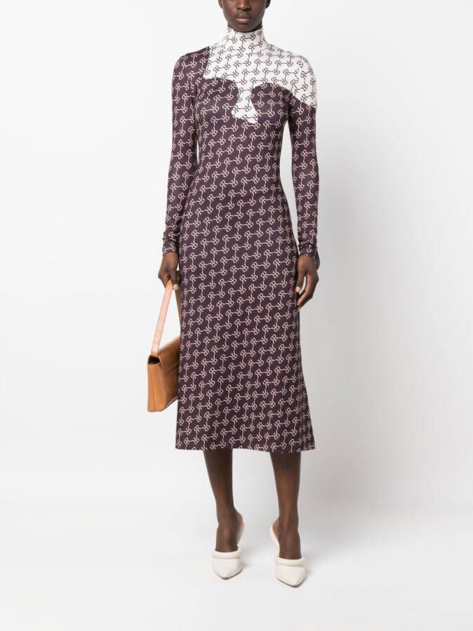 Rokh Jurk met monogram Bruin
