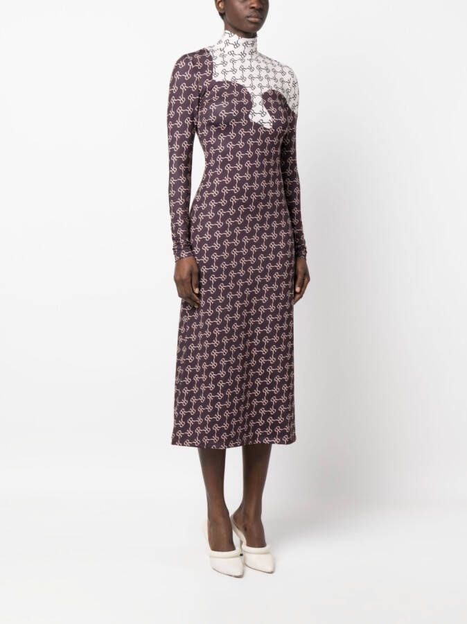 Rokh Jurk met monogram Bruin