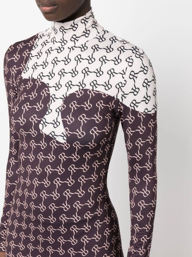 Rokh Jurk met monogram Bruin