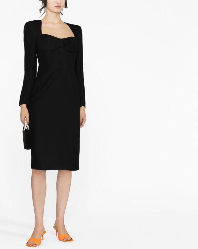 Roland Mouret Midi-jurk met sweetheart hals Zwart