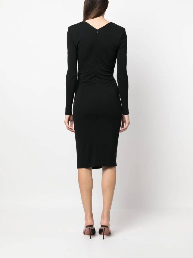 Roland Mouret Maxi-jurk met ruches Zwart