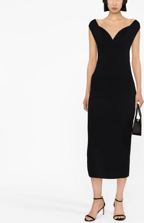 Roland Mouret Midi-jurk met sweetheart hals Zwart