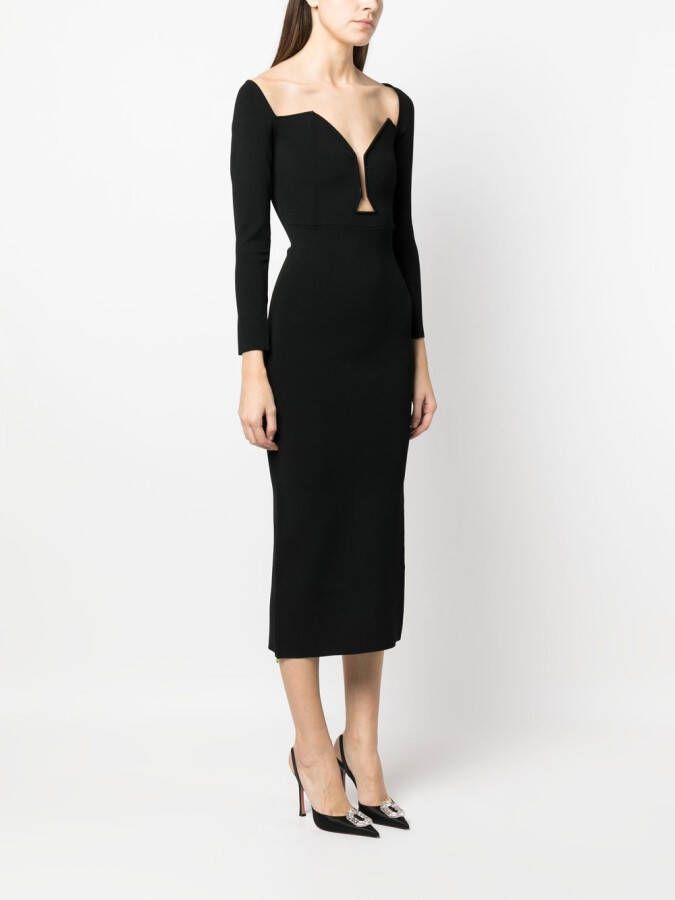 Roland Mouret Maxi-jurk met V-hals Zwart