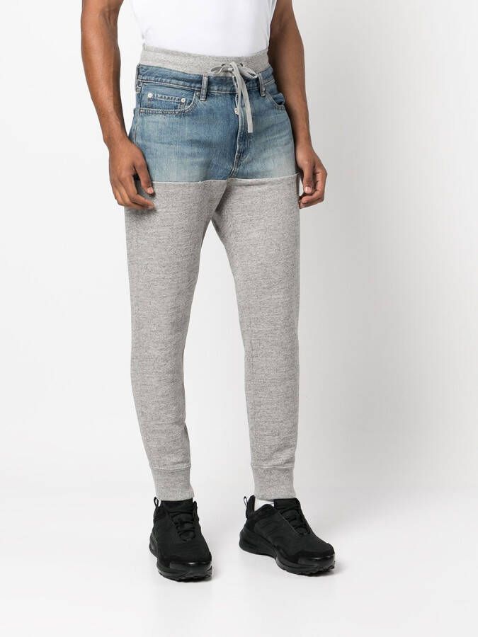ROMEO HUNTE Broek met denim vlakken Grijs