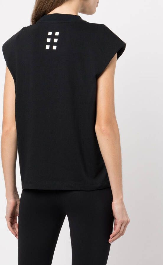 ROMEO HUNTE T-shirt met schoudervullingen Zwart