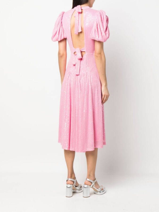 ROTATE Midi-jurk verfraaid met pailletten Roze