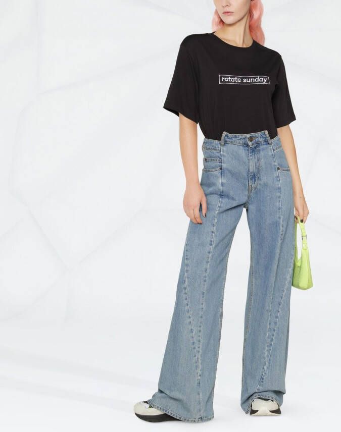 ROTATE BIRGER CHRISTENSEN Aster T-shirt met logo Zwart