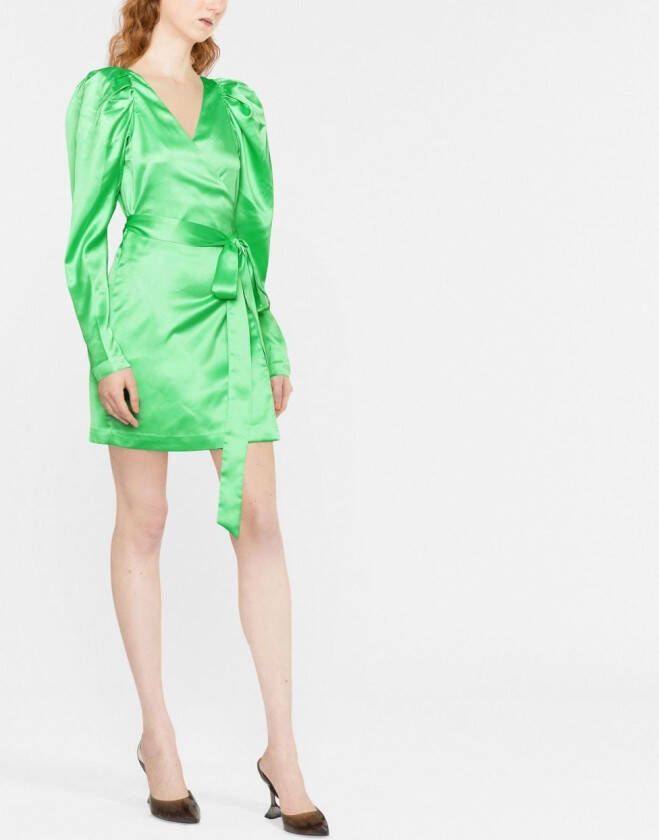 ROTATE BIRGER CHRISTENSEN Bridget satijnen wikkeljurk Groen