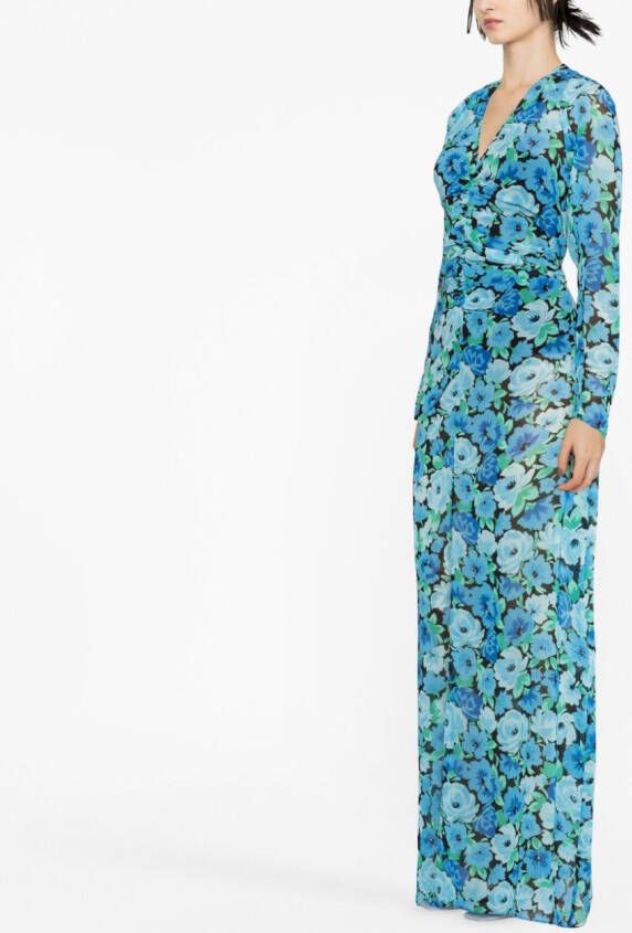ROTATE Maxi-jurk met bloemenprint Blauw