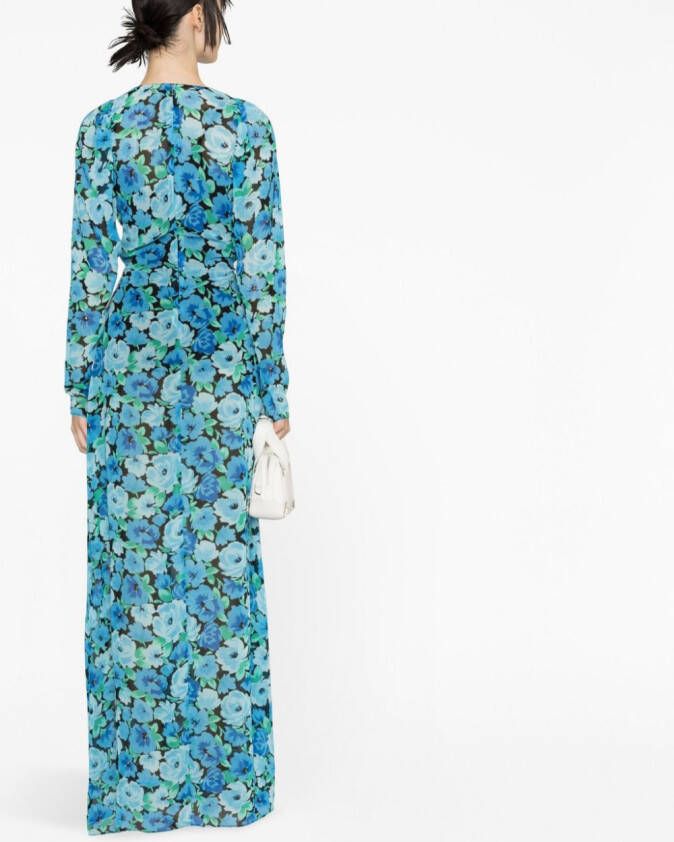 ROTATE Maxi-jurk met bloemenprint Blauw